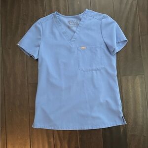 Figs Classic Blue V-Neck Scrub Top